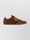 Miu Miu Leather Sneakers Rubber Sole In Brown