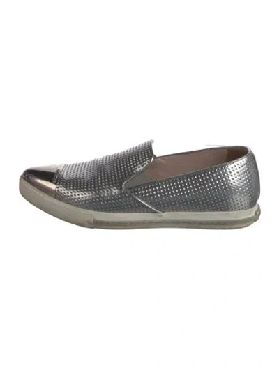 Pre-owned Miu Miu Leather Sneakers In Silver