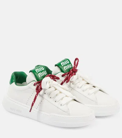 Miu Miu Leather Sneakers In White