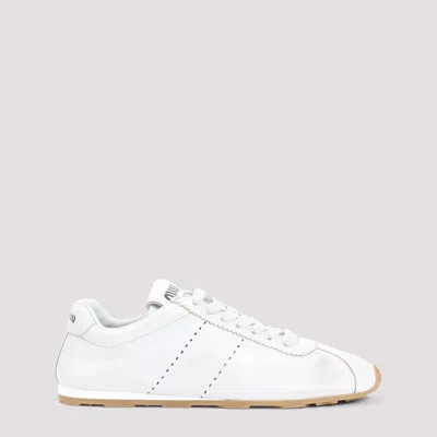 Miu Miu Leather Sneakers In White