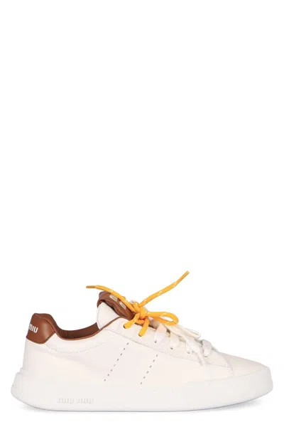 Miu Miu Leather Sneakers In White