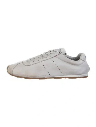 Pre-owned Miu Miu Leather Sneakers In White