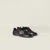Miu Miu Leather Sneakers With Buckle In Black