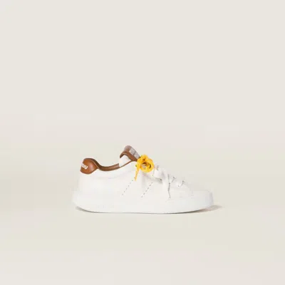 Miu Miu Leather Sneakers With Double Laces In Multi