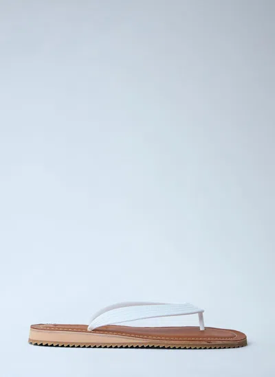 Miu Miu Leather Sole Flip-flops In White