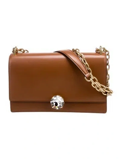 Pre-owned Miu Miu Leather Solitaire In Brown