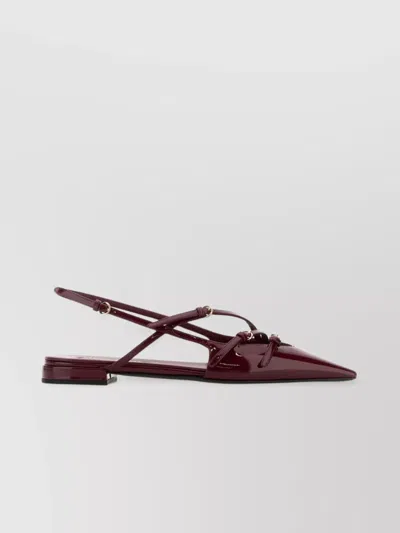 Miu Miu Leather Strappy Ballerinas Glossy Finish In Blue
