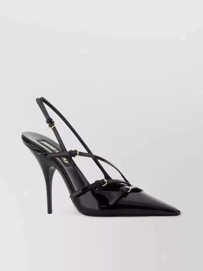 MIU MIU LEATHER STRAPPY PUMPS GLOSSY FINISH