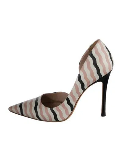 Pre-owned Miu Miu Leather Striped D'orsay Pumps In Multi
