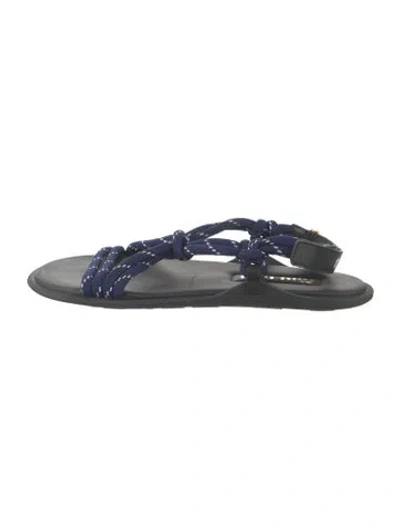 Pre-owned Miu Miu Leather Striped Sandals In Black/blue