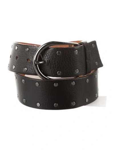 Pre-owned Miu Miu Leather Studded Accents Buckle In Black