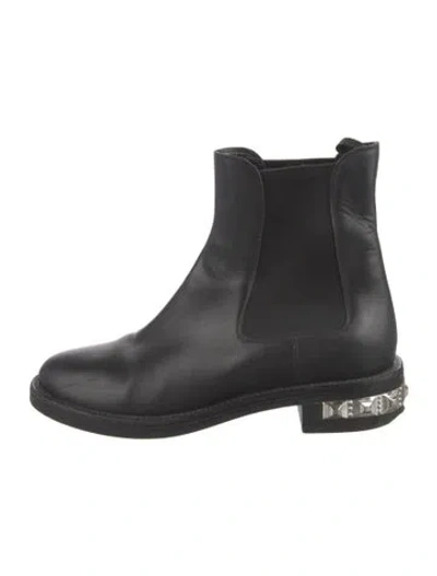 Pre-owned Miu Miu Leather Studded Accents Chelsea Boots In Black