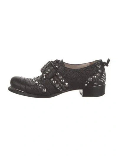 Pre-owned Miu Miu Leather Studded Accents Mules In Black
