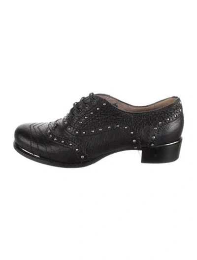 Pre-owned Miu Miu Leather Studded Accents Oxfords In Black