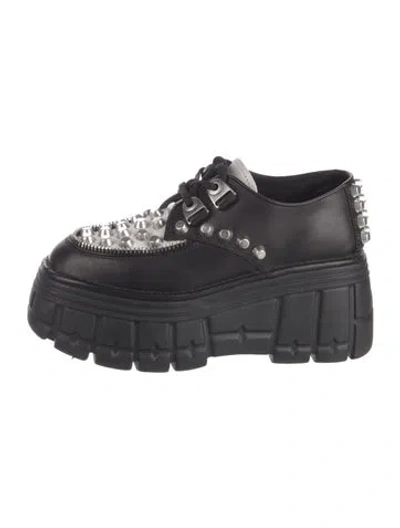 Pre-owned Miu Miu Leather Studded Accents Oxfords In Multi