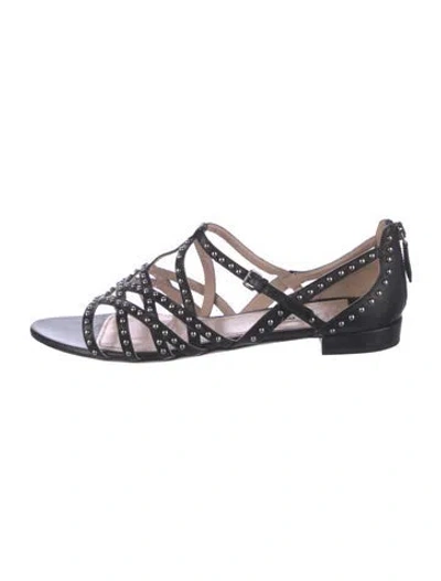 Pre-owned Miu Miu Leather Studded Accents Sandals In Black