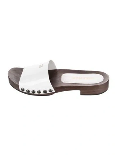 Pre-owned Miu Miu Leather Studded Accents Slides In Multi