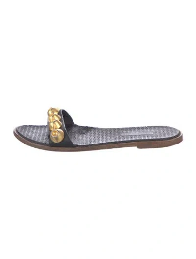 Pre-owned Miu Miu Leather Studded Accents Slides In Multi