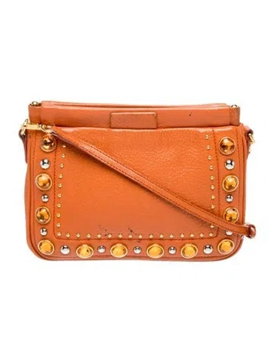 Pre-owned Miu Miu Leather Studded Crossbody Bag In Multi
