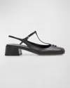 Miu Miu Slingback-pumps Aus Lackleder In Nero