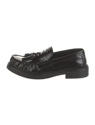 Pre-owned Miu Miu Leather Tassel Accents Loafers In Black