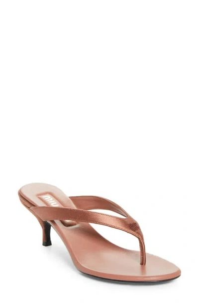 Miu Miu Satin Thong Sandals Kitten Heel Open Toe In Multi