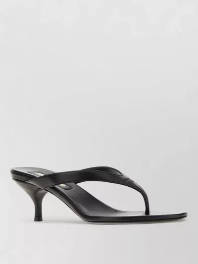 Miu Miu Leather Thong Sandals Thin Straps Open Toe In Black