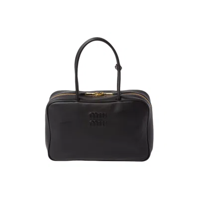 Pre-owned Miu Miu Leather Top Handle Bag 'black'