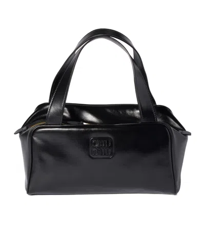 Miu Miu Leather Top-handle Bag In Black
