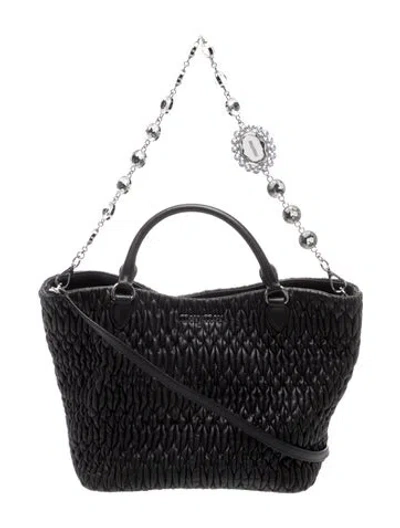 Pre-owned Miu Miu Leather Top Handle Bag In Black