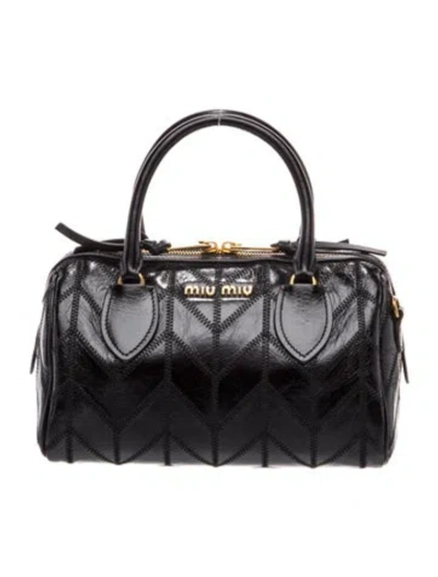 Pre-owned Miu Miu Leather Top Handle Bag In Black