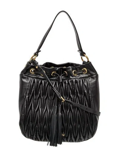 Pre-owned Miu Miu Leather Top Handle Bag In Black