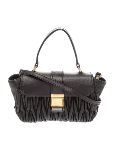 Pre-owned Miu Miu Leather Top Handle Bag In Black