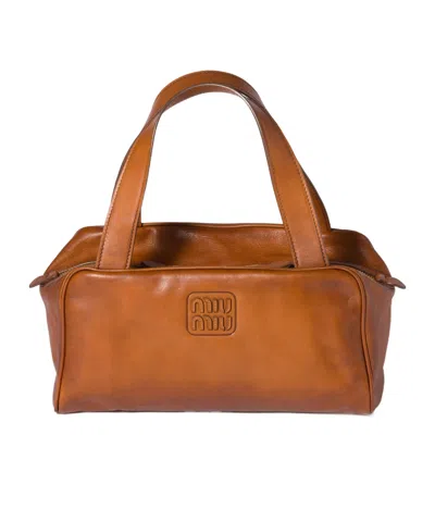 Miu Miu Leather Top-handle Bag In Brown