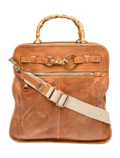 Pre-owned Miu Miu Leather Top Handle Bag In Brown