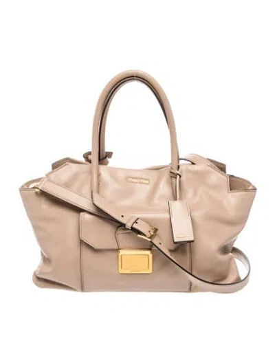 Pre-owned Miu Miu Leather Top Handle Bag In Brown
