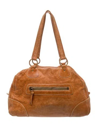Pre-owned Miu Miu Leather Top Handle Bag In Brown