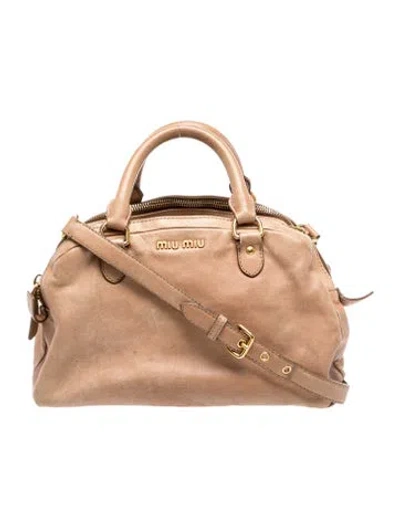 Pre-owned Miu Miu Leather Top Handle Bag In Brown