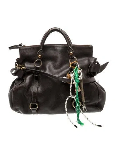 Pre-owned Miu Miu Leather Top Handle Bag In Brown