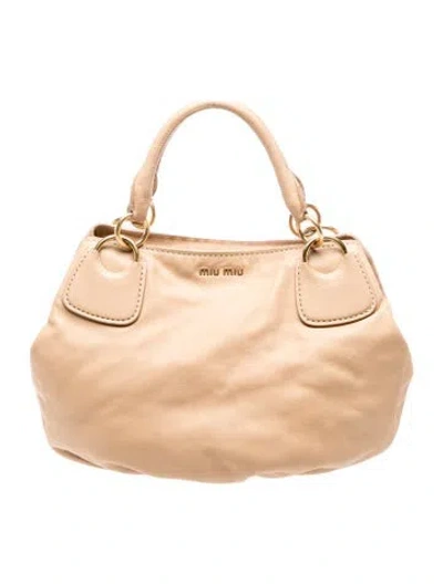 Pre-owned Miu Miu Leather Top Handle Bag In Neutral