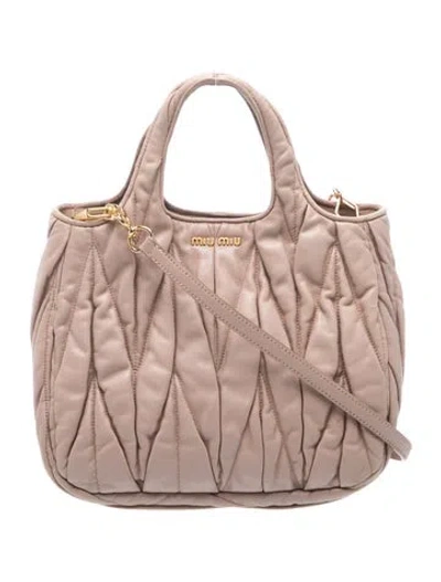 Pre-owned Miu Miu Leather Top Handle Bag In Neutral