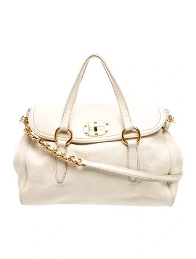Pre-owned Miu Miu Leather Top Handle Bag In Neutral