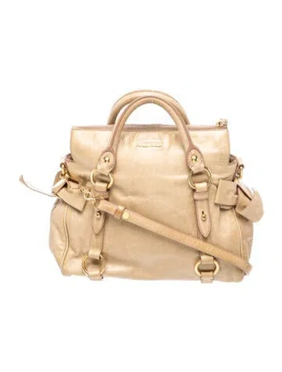 Pre-owned Miu Miu Leather Top Handle Bag In Neutral