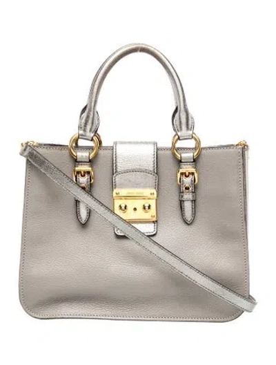Pre-owned Miu Miu Leather Top Handle Bag In Neutral