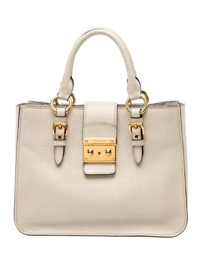 Pre-owned Miu Miu Leather Top Handle Bag In Neutral