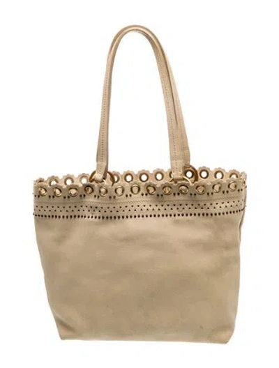 Pre-owned Miu Miu Leather Top Handle Bag In Neutral