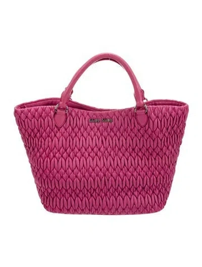 Pre-owned Miu Miu Leather Top Handle Bag In Pink
