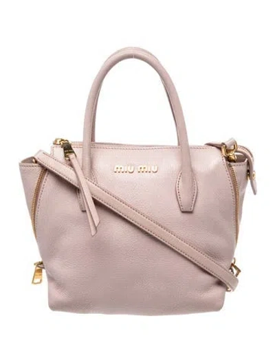 Pre-owned Miu Miu Leather Top Handle Bag In Pink