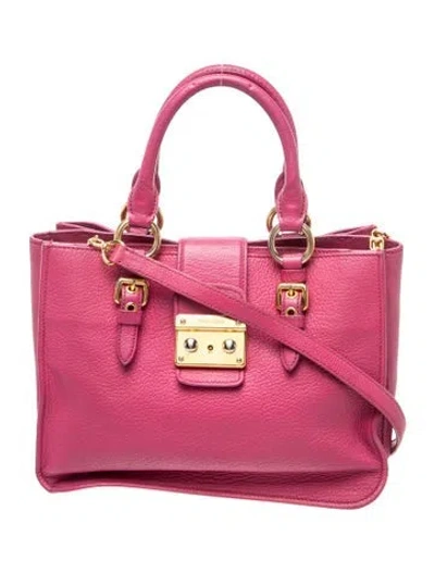 Pre-owned Miu Miu Leather Top Handle Bag In Pink