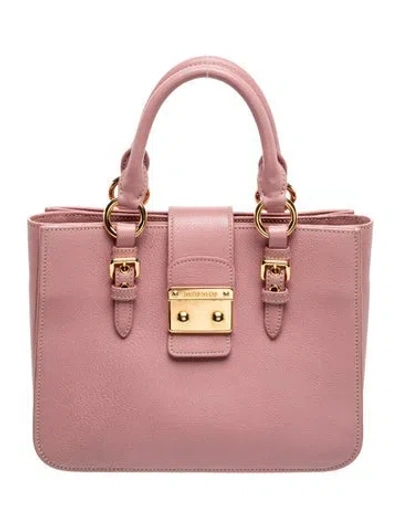 Pre-owned Miu Miu Leather Top Handle Bag In Pink